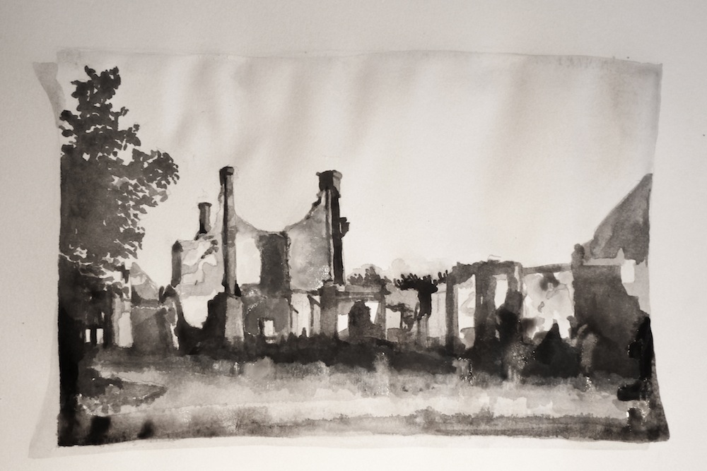Ruine (familiearchief); 40 x 60 cm; aquarel op papier; 2012