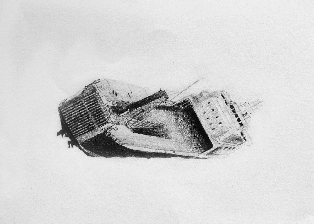 Stranded #5, 18 x 28 cm; kleurpotlood op papier, 2014