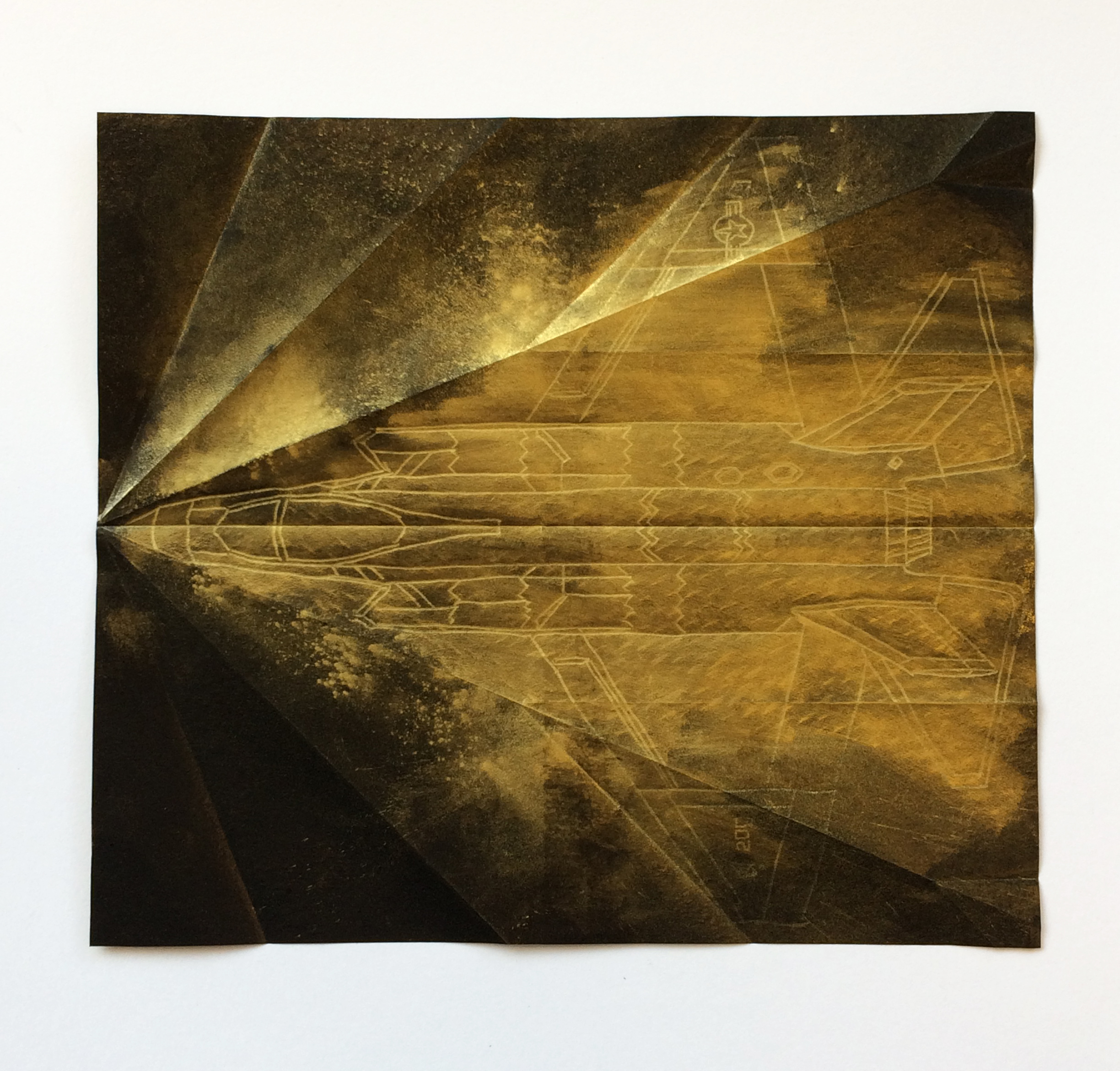 JSF, 30 x 30 cm, goudpoeder op carbonpapier, 2018