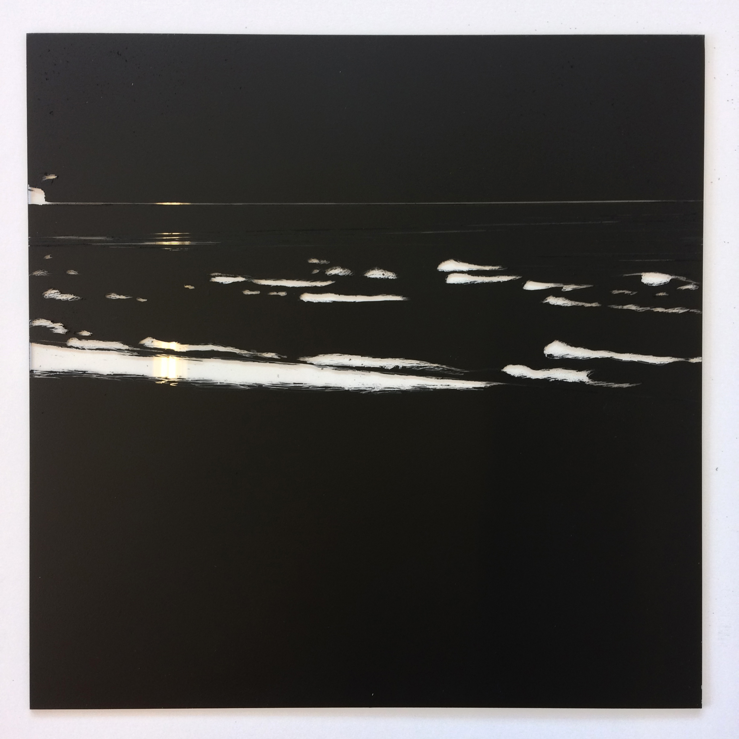 Sea, 30 x 30 cm, verf op glas, 2018