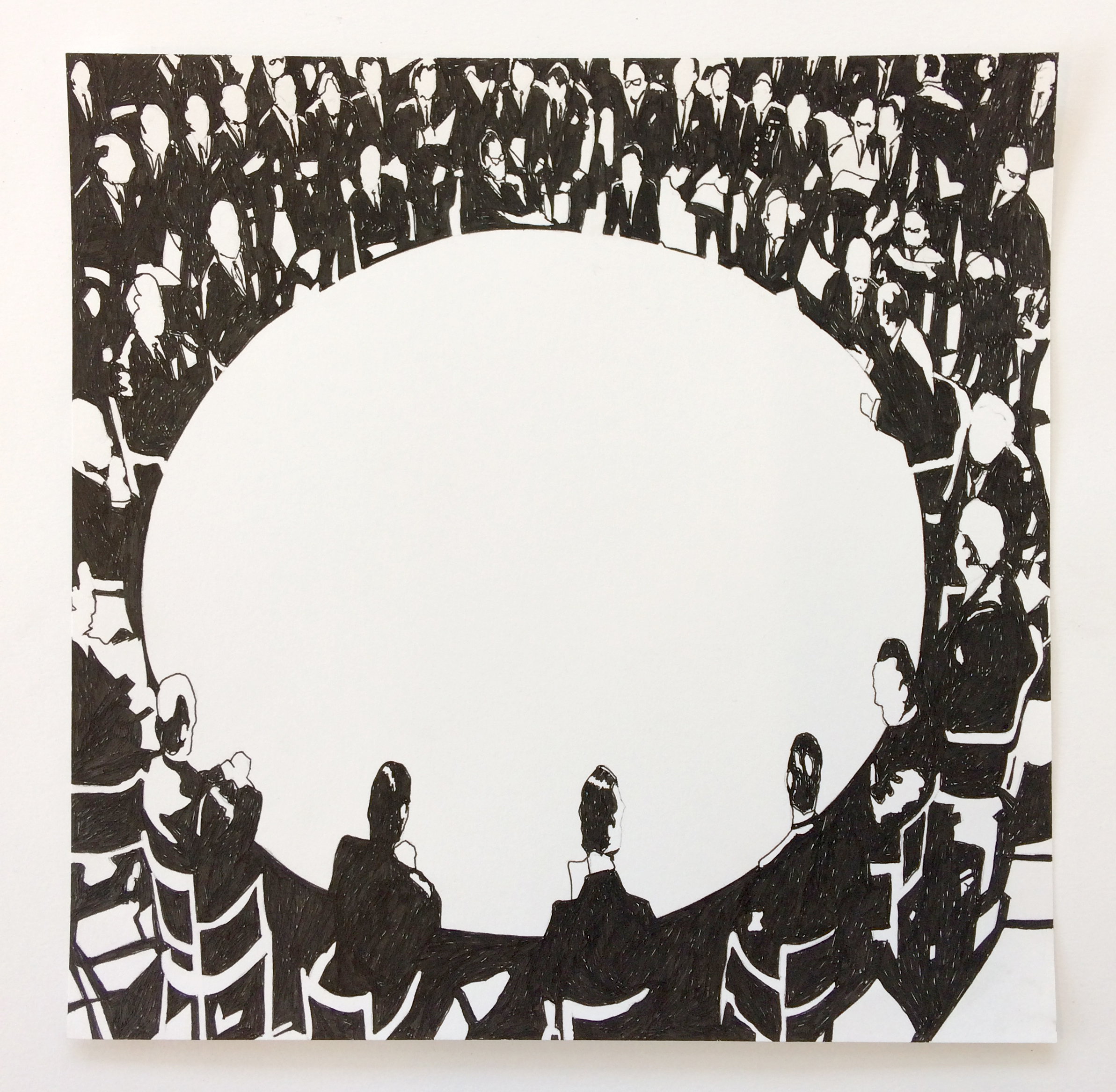 Cirque #2, 30 x 30 cm, inkt op papier, 2018
